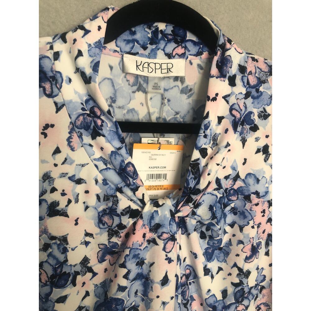 Kasper Twist-Neck Top Sleeveless California Sky Multi Women's Petite Small NEW - Picture 2 of 10